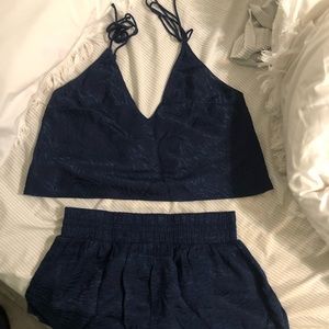 Victoria secret sleep set size small blue zebra print